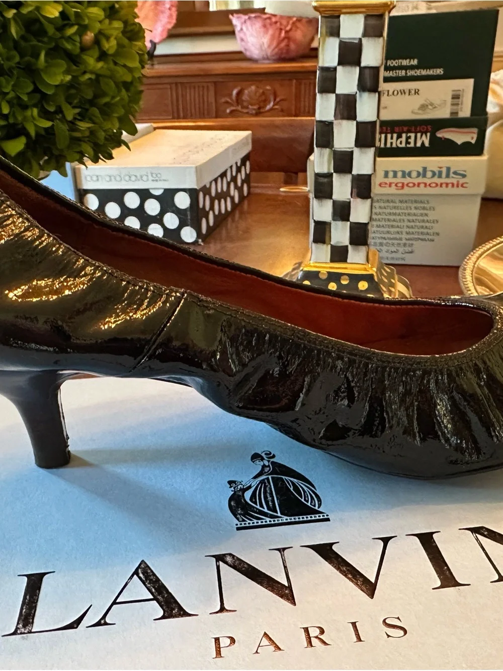 Lanvin Black Patent Leather Women's Ballet Heel